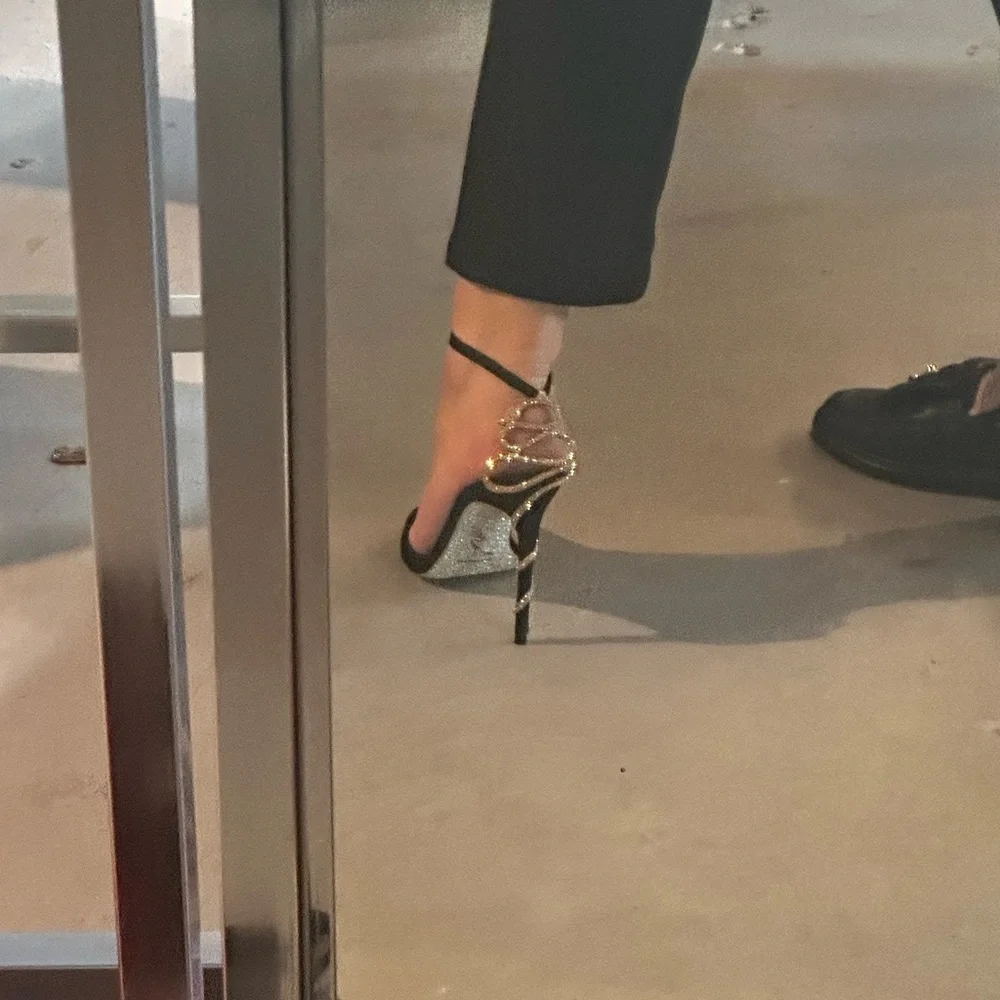 Rene Caovilla black suede sandals size 38 or 7/7.5 US NeW - Picture 8 of 9